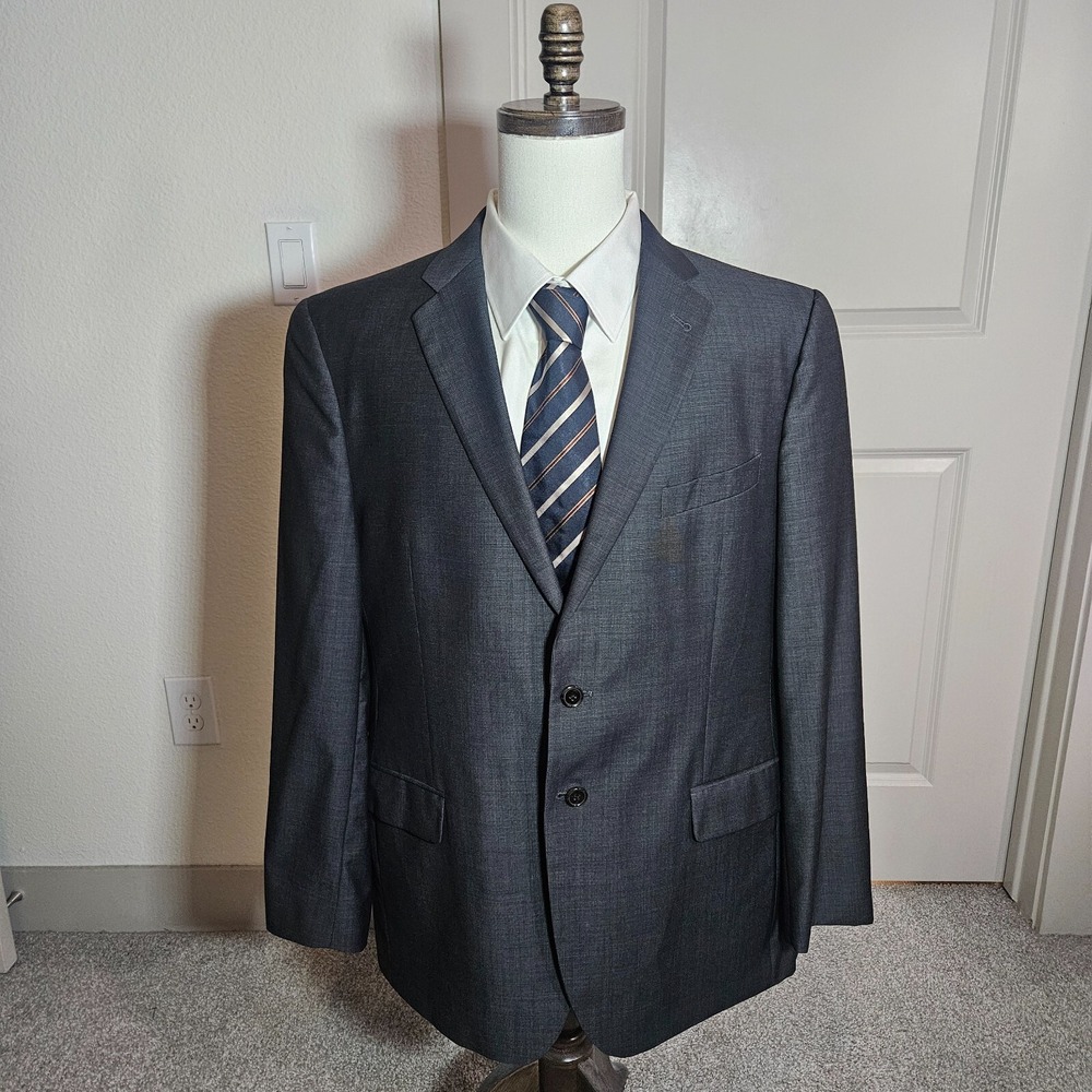 Joseph Abboud Loro Piana Italy 44R 100% Wool Suit Blazer Jacket Textured Gray‎